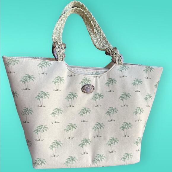 Cappelli Straworld Palm Trees Tote With Braided Handle Beachcore Vacation Tan - Picture 5 of 12